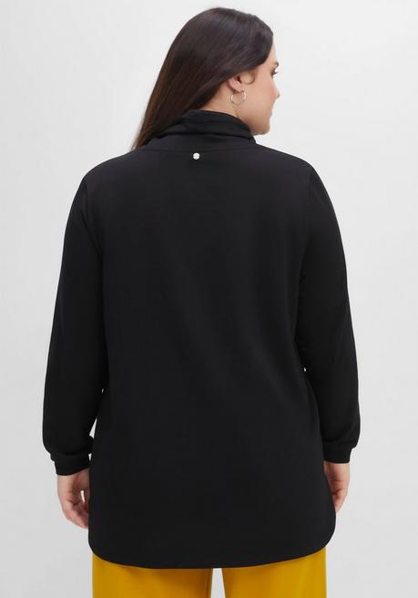 Sheego Sweatshirt Mit Hohem Kragen Und Tunnelzug - Schwarz Sheego