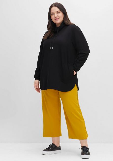 Sheego Sweatshirt Mit Hohem Kragen Und Tunnelzug - Schwarz Sheego