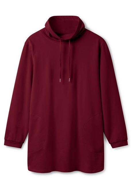 Sheego Sweatshirt Mit Hohem Kragen Und Tunnelzug - Weinrot Sheego