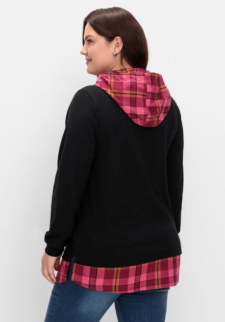 Sheego Sweatshirt Mit Kapuze, In 2-in-1-Optik - Schwarz Sheego