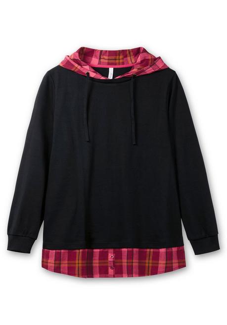 Sheego Sweatshirt Mit Kapuze, In 2-in-1-Optik - Schwarz Sheego