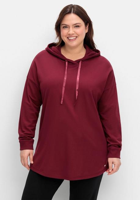 sheego Sweatshirt mit Kapuze, in Oversizeform - weinrot sheego