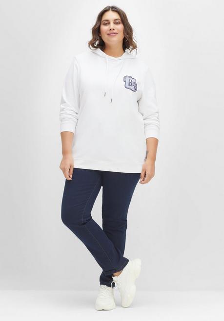 Sheego Sweatshirt Mit Kapuze Und College-Applikation - Weiß Sheego