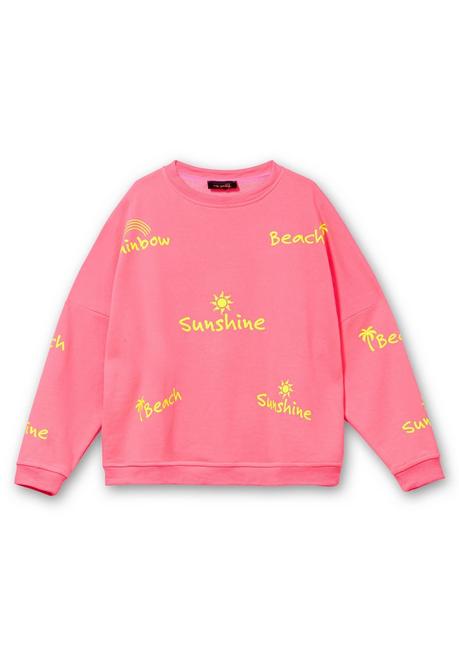 Sheego Loves Miss Goodlife Sweatshirt Mit Neonfarbenen Wordingprints - Pink Gemustert Sheego