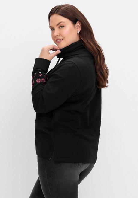 Sheego Sweatshirt Mit Norwegerprint Und Weitem Stehkragen - Schwarz Bedruckt Sheego
