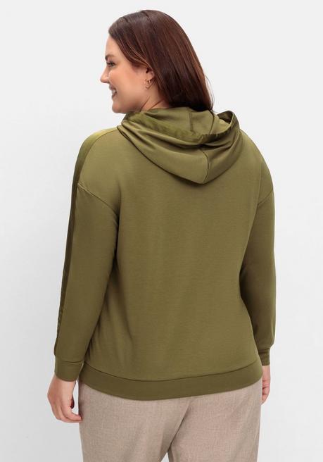 Sheego Sweatshirt Mit Satinbändern Und Galonstreifen - Oliv Sheego