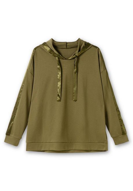 Sheego Sweatshirt Mit Satinbändern Und Galonstreifen - Oliv Sheego