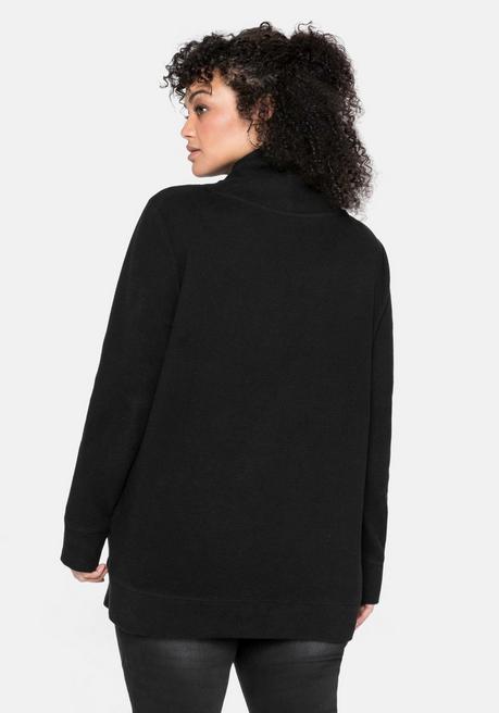 Sheego Sweatshirt Mit Stehkragen, In Waffelpiqué-Optik - Schwarz Sheego