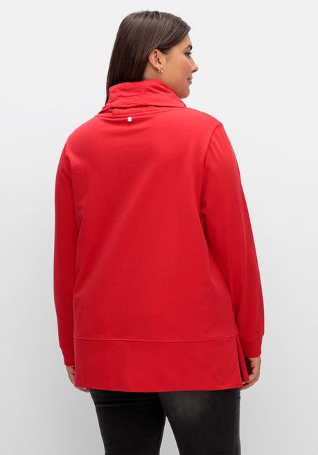 Sheego Sweatshirt Mit Stehkragen Und Applikation Seitlich - Mohnrot Sheego