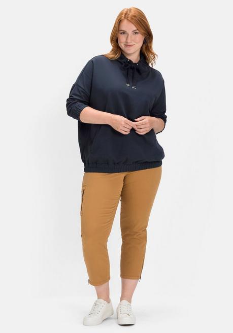 Sheego Sweatshirt Mit Stehkragen Und Tunnelzug - Nachtblau Sheego