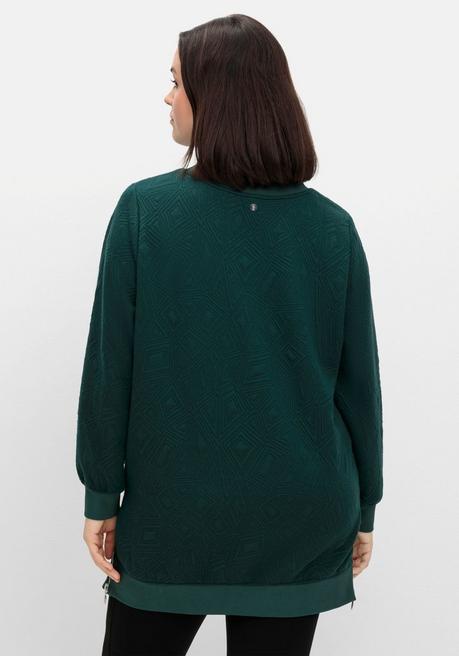 Sheego Sweatshirt Mit Steppmuster Und Seitlichen Zippern - Tiefgrün Sheego