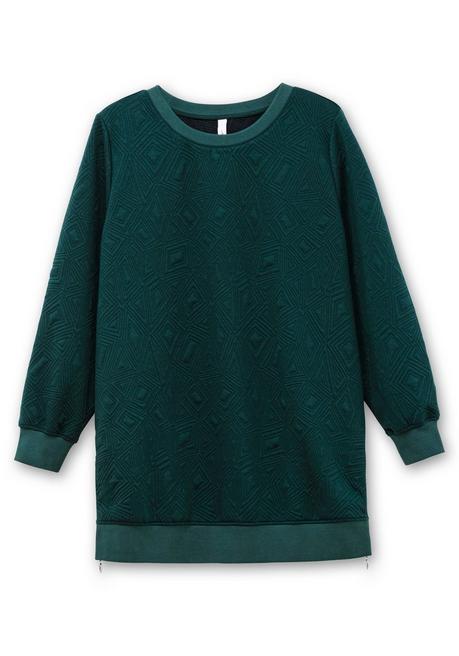 Sheego Sweatshirt Mit Steppmuster Und Seitlichen Zippern - Tiefgrün Sheego