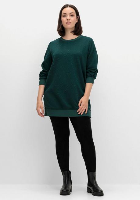 Sheego Sweatshirt Mit Steppmuster Und Seitlichen Zippern - Tiefgrün Sheego