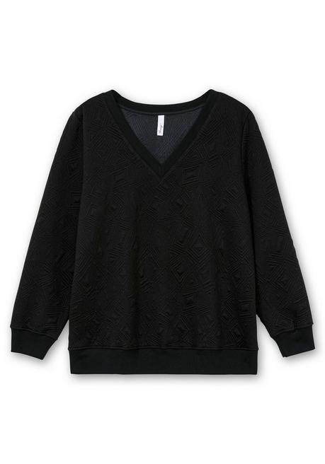 Sheego Sweatshirt Mit Steppmuster Und V-Ausschnitt - Schwarz Sheego