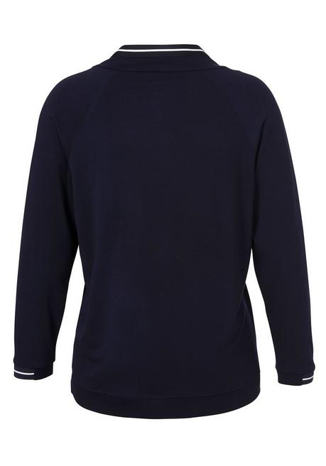 VIA APPIA DUE Sweatshirt Mit Tunnelzug Am V-Ausschnitt - Dunkelblau Sheego