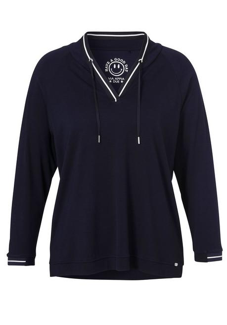 VIA APPIA DUE Sweatshirt mit Tunnelzug am V-Ausschnitt - dunkelblau sheego