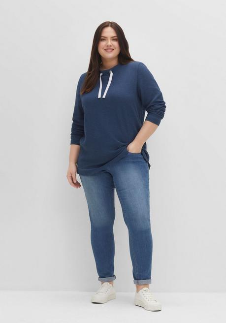 Sheego Sweatshirt Mit Tunnelzug, Aus Waffelpiqué - Indigo Meliert Sheego