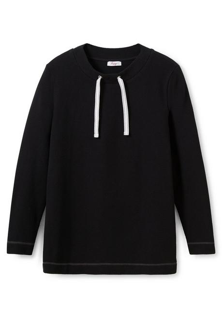 Sheego Sweatshirt Mit Tunnelzug, Aus Waffelpiqué - Schwarz Sheego