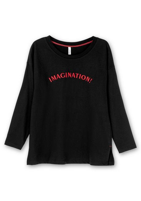 Sheego Sweatshirt Mit Wording-Stickerei, Leichte Qualität - Schwarz Sheego