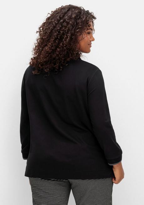 Sheego Sweatshirt Mit Wording-Stickerei Und Glitzersteinen - Schwarz Sheego