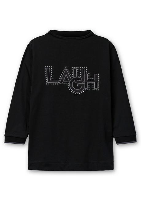 Sheego Sweatshirt Mit Wording-Stickerei Und Glitzersteinen - Schwarz Sheego