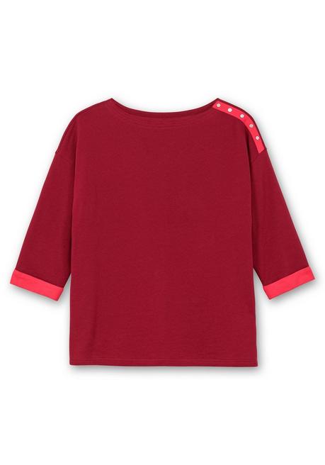 Sheego Sweatshirt Mit Zierknöpfen Und Kontrastdetails - Dunkelrot Sheego