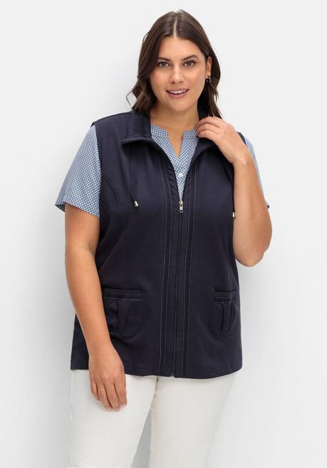 Sheego Sweatweste Mit Reißverschluss Und Umlegekragen - Marine Sheego
