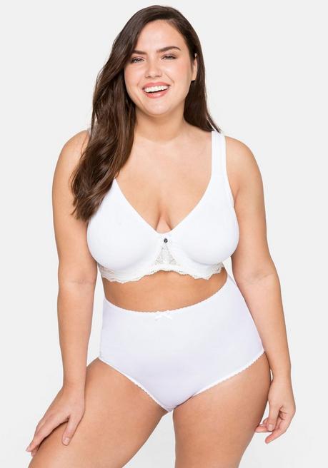 Sheego T-Shirt-BH Mit Spitze Und Nahtlosen Cups - Weiß Sheego