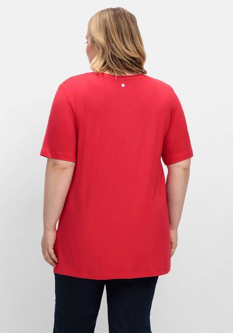 Sheego T-Shirt In A-Linie, Mit Falten Am Ausschnitt - Orchidee Sheego