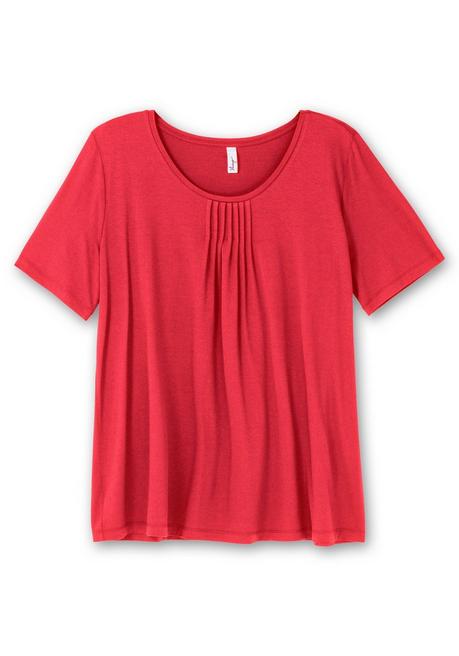 Sheego T-Shirt In A-Linie, Mit Falten Am Ausschnitt - Orchidee Sheego