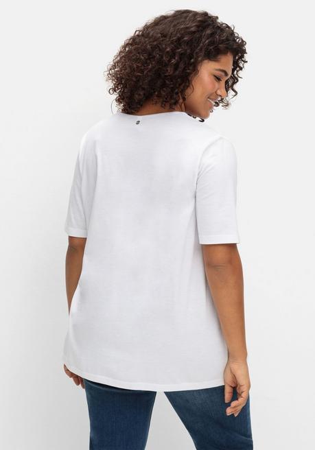 Sheego T-Shirt Mit Doppellagigem Vorderteil - Weiß Sheego