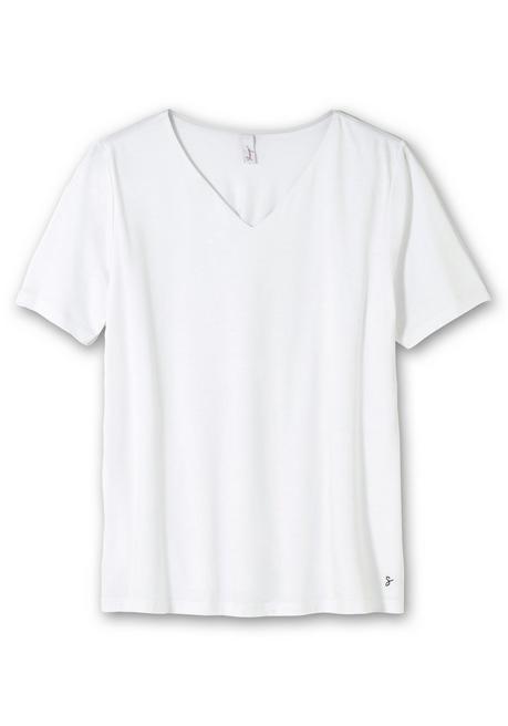 Sheego T-Shirt Mit Doppellagigem Vorderteil - Weiß Sheego