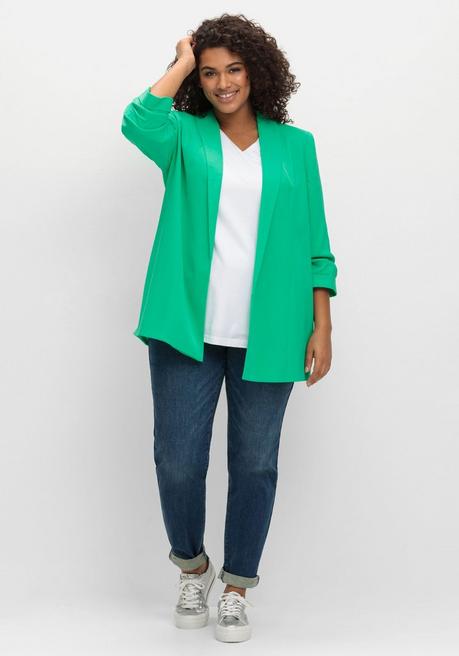 Sheego T-Shirt Mit Doppellagigem Vorderteil - Weiß Sheego