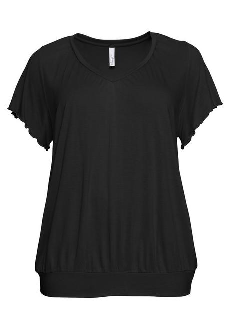 Sheego T-Shirt Mit Flügelärmeln, Aus Viskosejersey - Schwarz Sheego