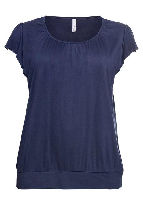 Sheego T-Shirt Mit Flügelärmeln Und Breitem Bund - Marine Sheego