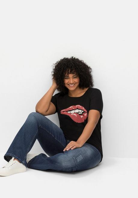 Sheego By Joe Browns T-Shirt Mit Frontdruck, In Jersey-Qualität - Schwarz Bedruckt Sheego