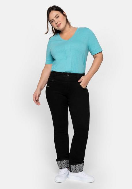 Sheego T-Shirt Mit Gesteppter Falte Vorn, Aus Jersey - Aqua Sheego