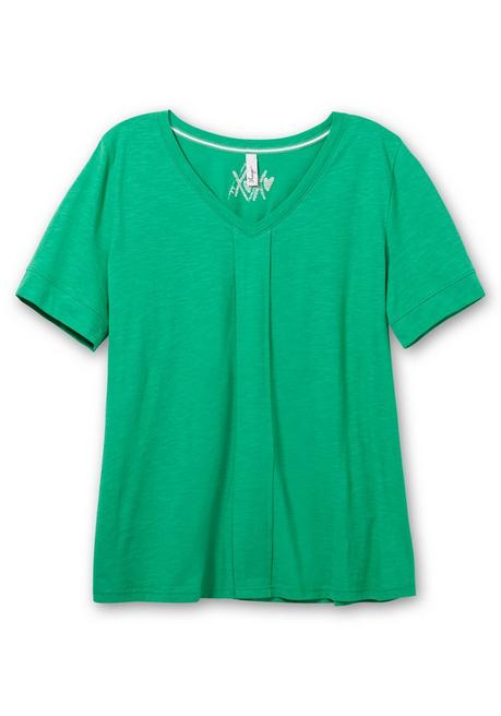 Sheego T-Shirt Mit Gesteppter Falte Vorn, Aus Jersey - Blattgrün Sheego