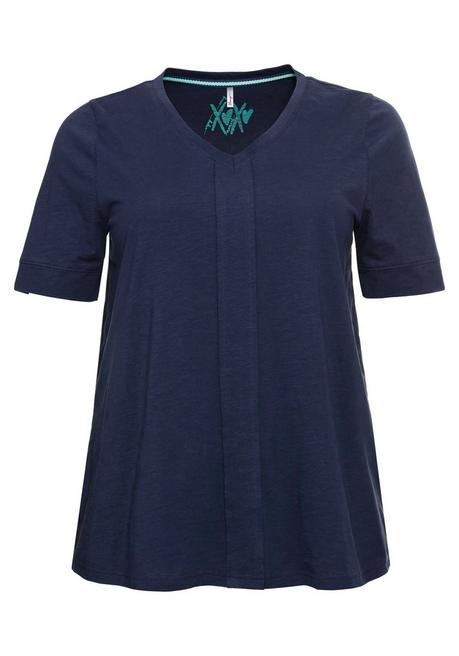 Sheego T-Shirt Mit Gesteppter Falte Vorn, Aus Jersey - Marine Sheego