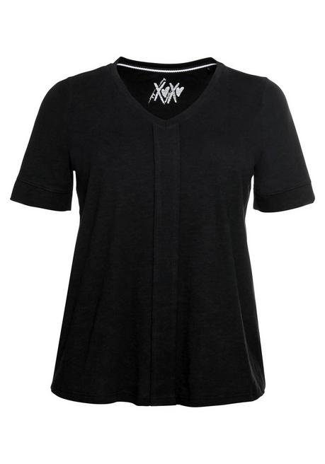 Sheego T-Shirt Mit Gesteppter Falte Vorn, Aus Jersey - Schwarz Sheego