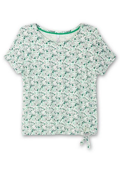Sheego T-Shirt Mit Gummizugbund Und Knotendetail - Jadegrün Gemustert Sheego