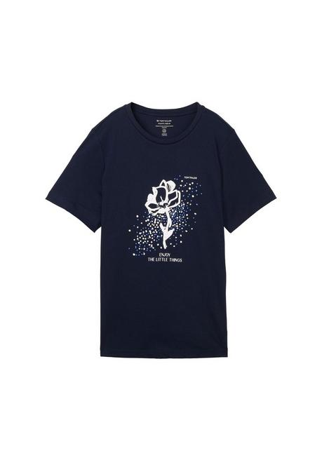 TOM TAILOR Plus T-Shirt Mit Platziertem Frontdruck - Marine Bedruckt Sheego