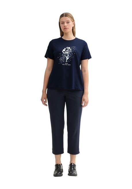 TOM TAILOR Plus T-Shirt Mit Platziertem Frontdruck - Marine Bedruckt Sheego