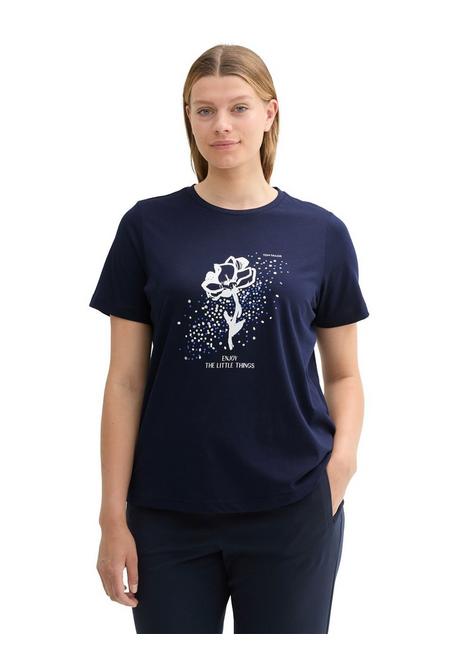 TOM TAILOR Plus T-Shirt mit platziertem Frontdruck - marine bedruckt sheego