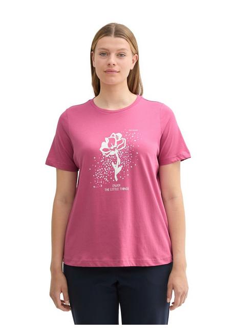 TOM TAILOR Plus T-Shirt mit platziertem Frontdruck - pink bedruckt sheego
