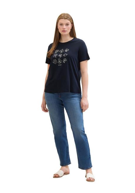 TOM TAILOR Plus T-Shirt Mit Print Und Rundhalsausschnitt - Marine Bedruckt Sheego