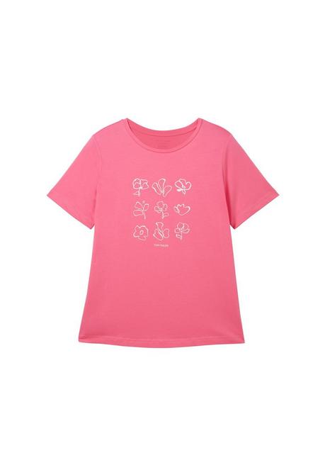 TOM TAILOR Plus T-Shirt mit Print und Rundhalsausschnitt - pink bedruckt sheego