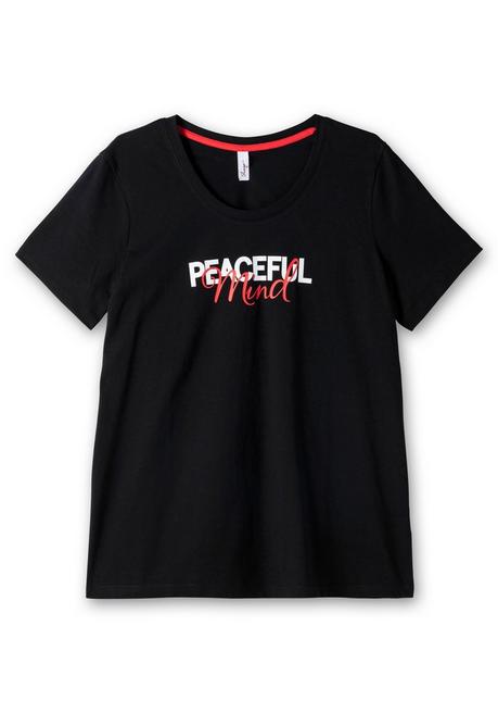 Sheego T-Shirt Mit Statement-Frontdruck - Schwarz Bedruckt Sheego