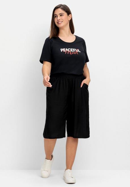 Sheego T-Shirt Mit Statement-Frontdruck - Schwarz Bedruckt Sheego