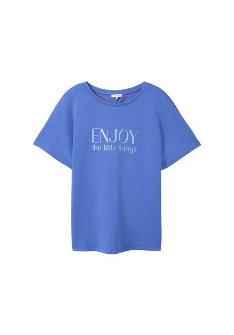 TOM TAILOR Plus T-Shirt Mit Statementprint - Mittelblau Bedruckt Sheego